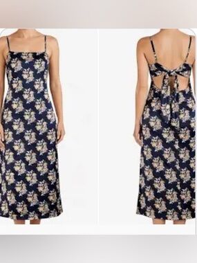 House of Harlow 1960 Black Floral Tie-Back Maxi Dress